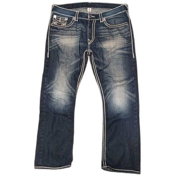 True Religion Ropestitch "Dragon's Lair" Faded Jeans Sz38 - Picture 2 of 5